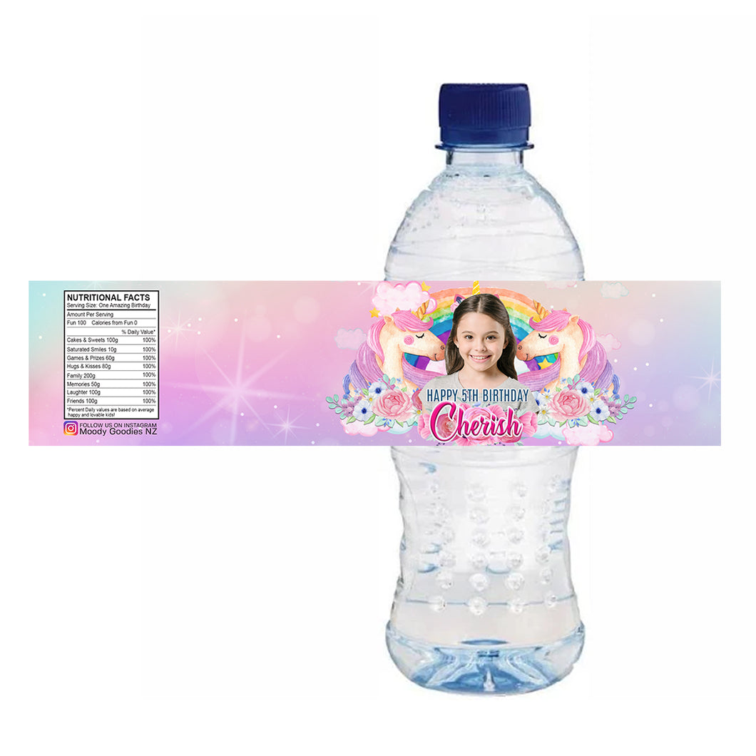 Happy Unicorn Girls Personalized Water Bottle