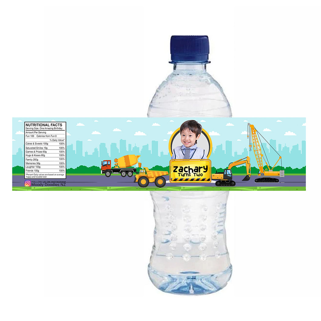 Personalised Water Bottle Label - Construction