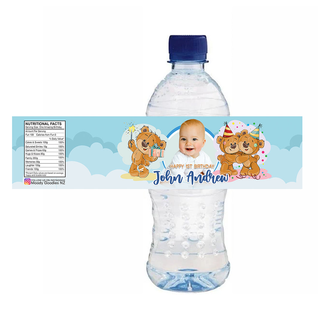 Personalised Water Bottle Label - Teddy Bear