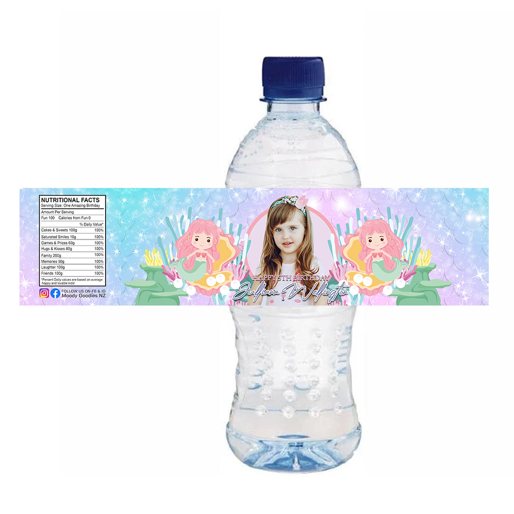 Personalised Water Bottle Label - Mermaid