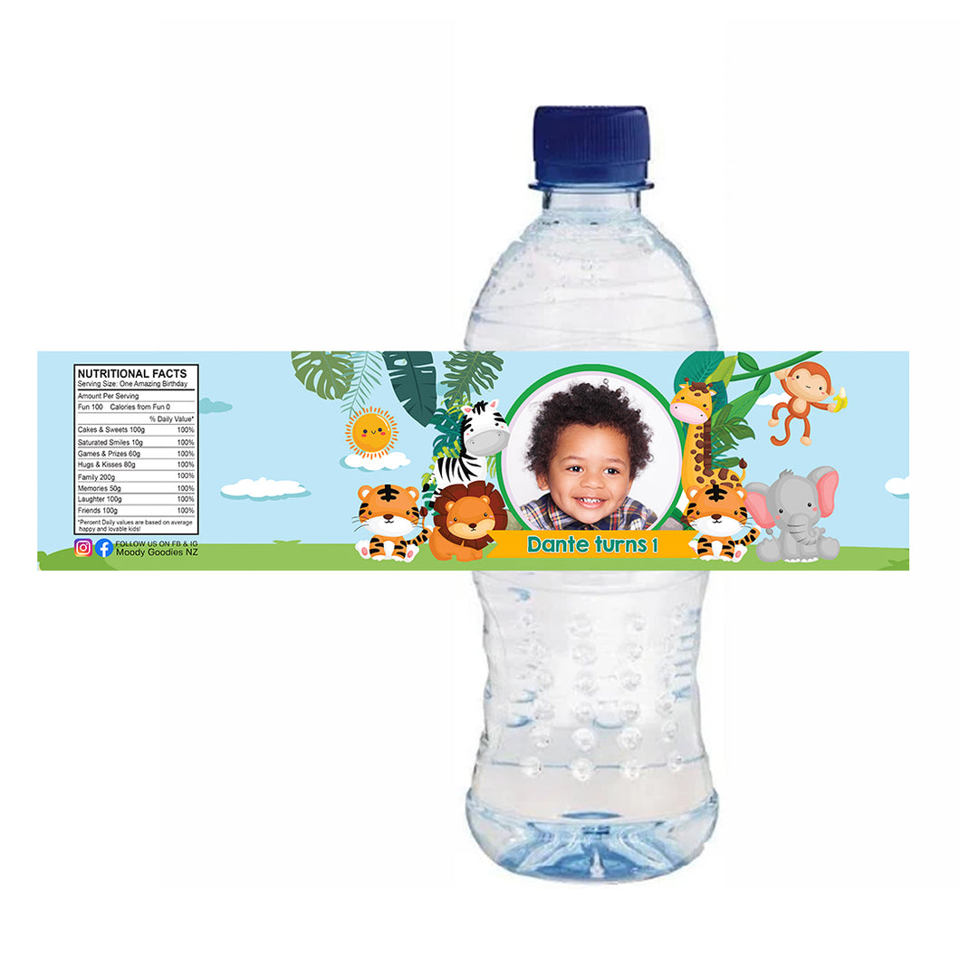 Personalised Water Bottle Label - Safari